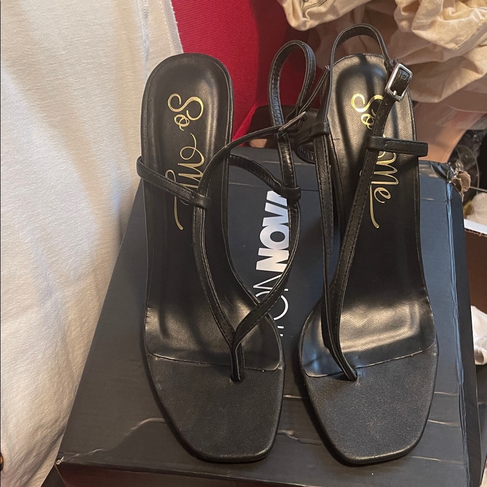 Fashion Nova Black Strappy Heels - Picture 2 of 5